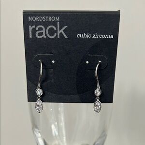 Nordstrom Rack Silver Cubic Zirconia Drop Earrings - White